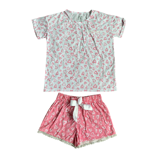 Girls max & olivia pink and white Pajama size 10