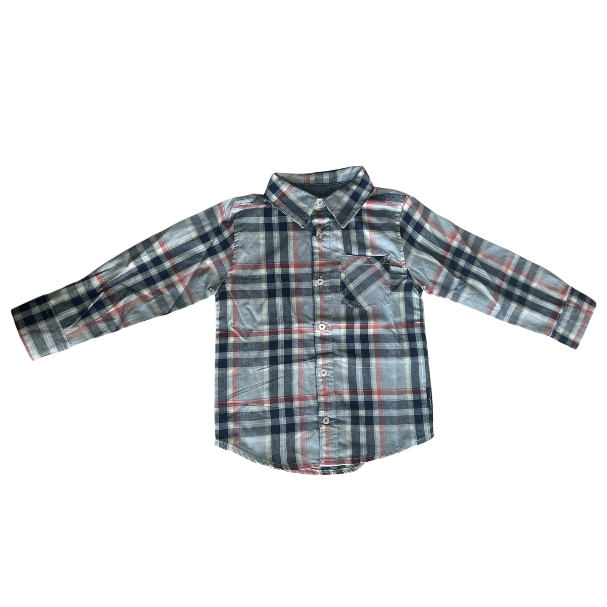 Ben Sherman Boys Navy and Pink Button Up