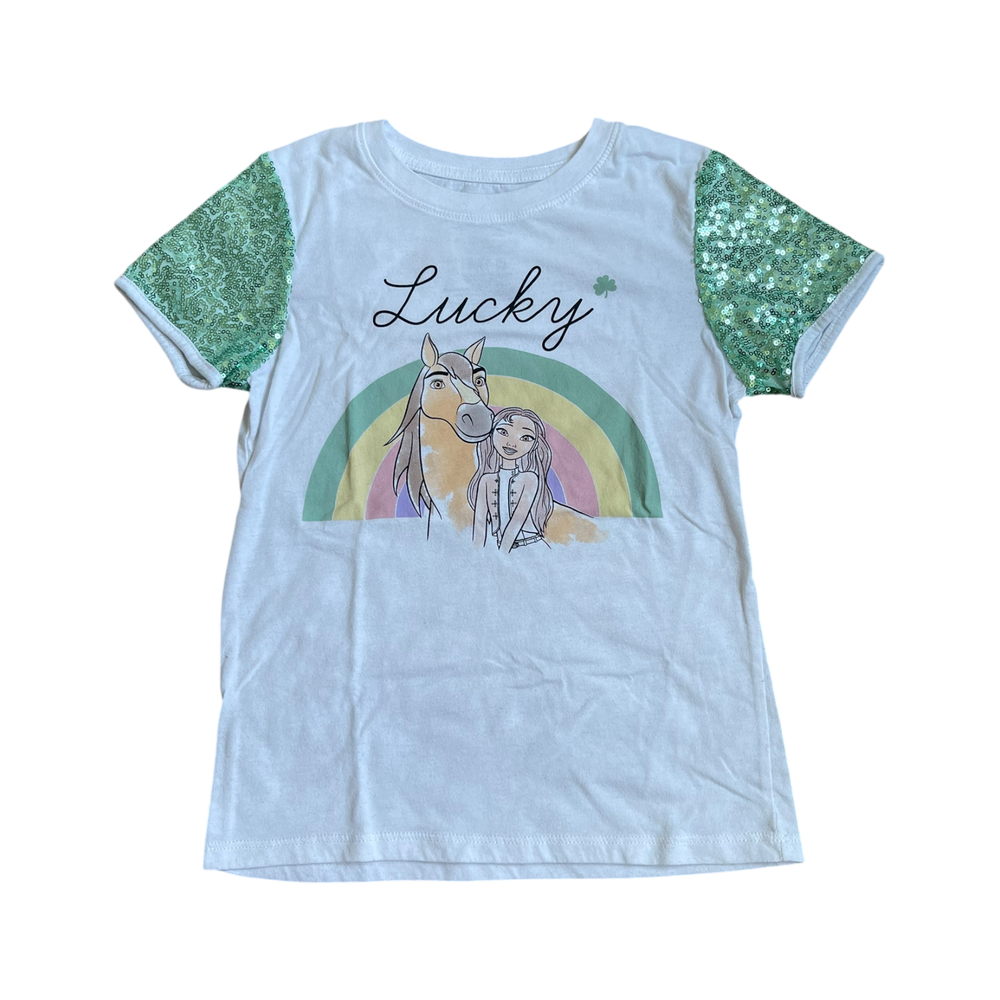 Girls spirit white and green T-shirt size 7
