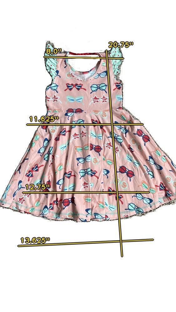 Girls wild flowers pink with red green and blue Dress size 8