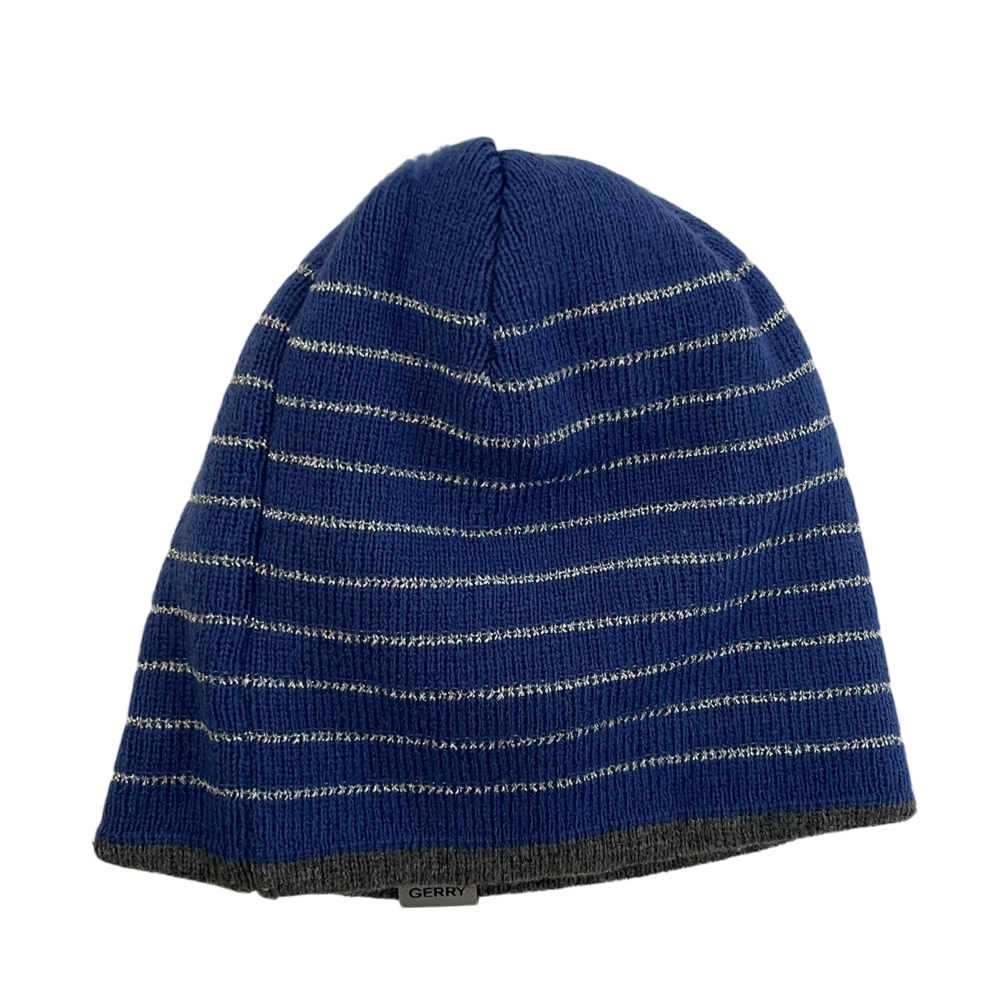 Blue and Silver Striped Winter Hat