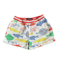 Girls mini boden white with red green and blue Short size 8