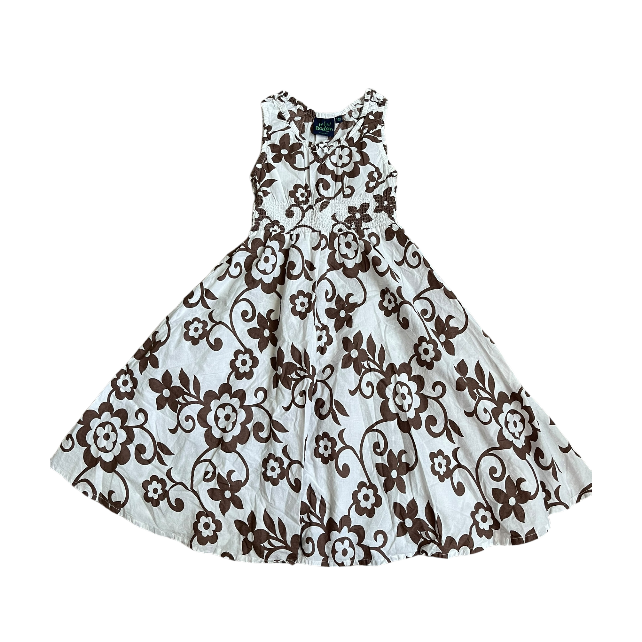 Girls mini boden white and brown Dress size 7