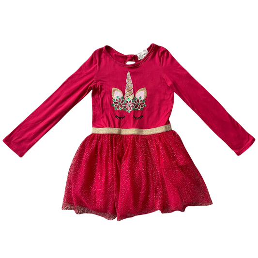Girl btween red Dress with long sleeves size 7
