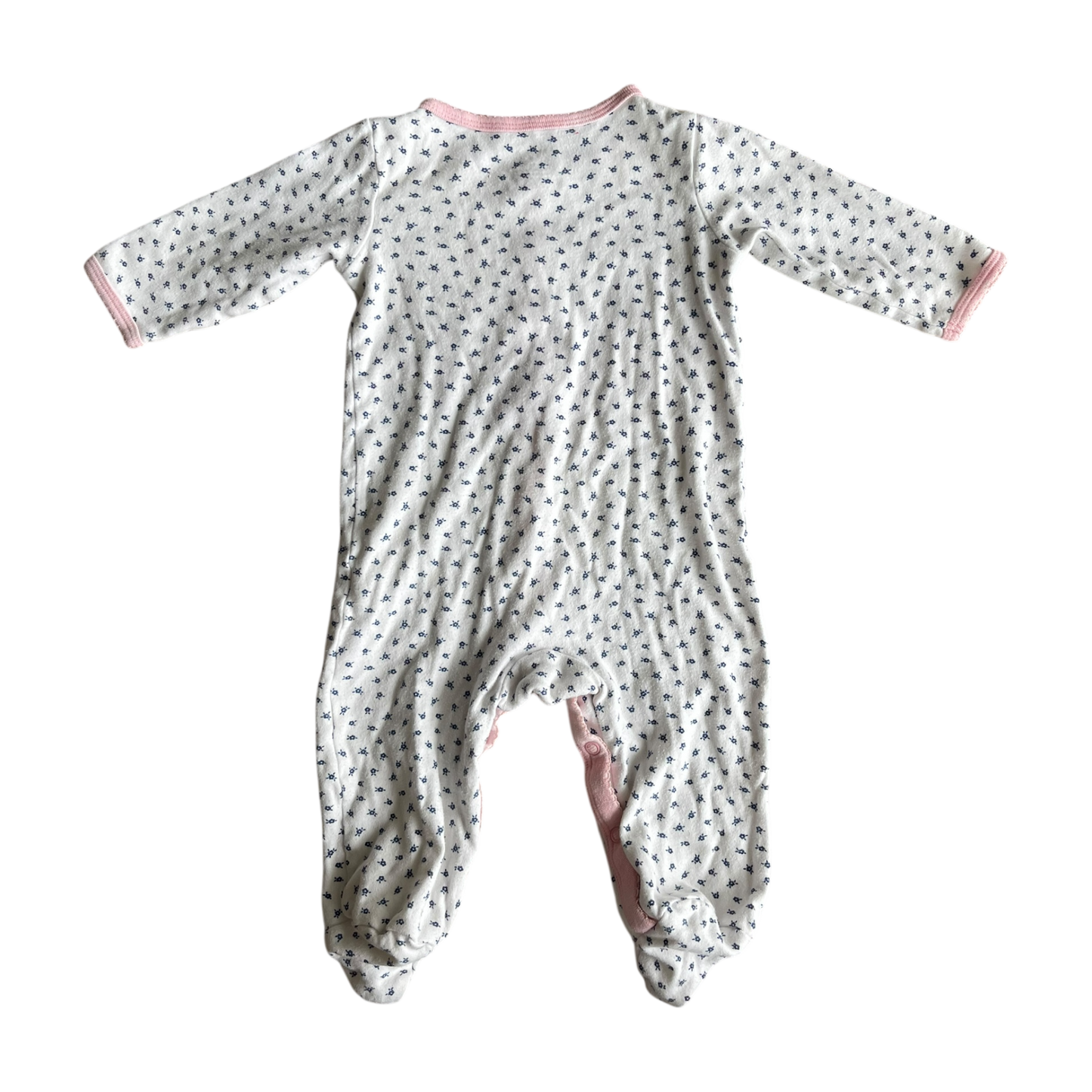 Girls carter’s white pink and navy Romper size 9 mth