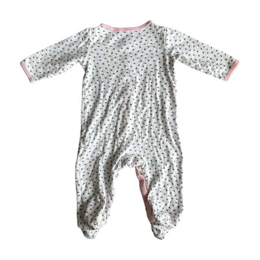 Girls carter’s white pink and navy Romper size 9 mth