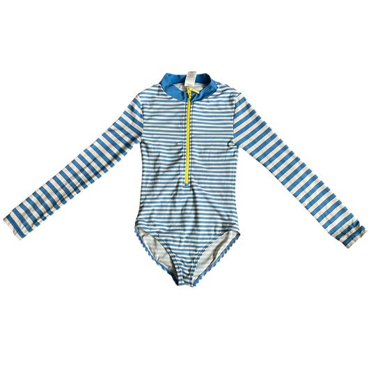 Girls mini boden blue and white Swimsuit size 7