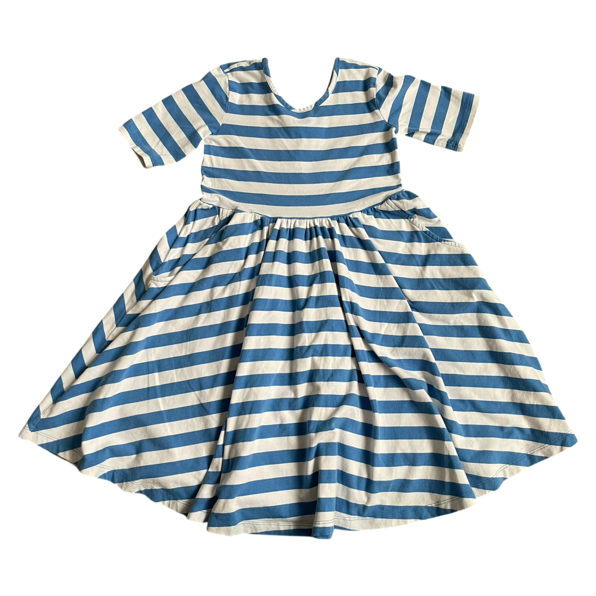 Girls Hanna Andersson blue and white Dress size 8