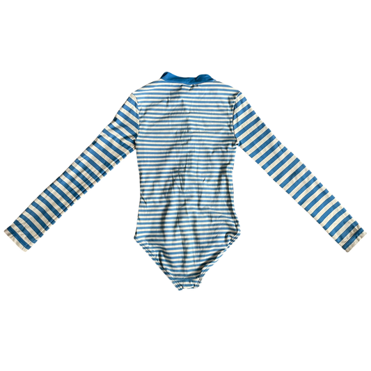 Girls mini boden blue and white Swimsuit size 7