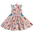 Girls wild flowers pink with red green and blue Dress size 8