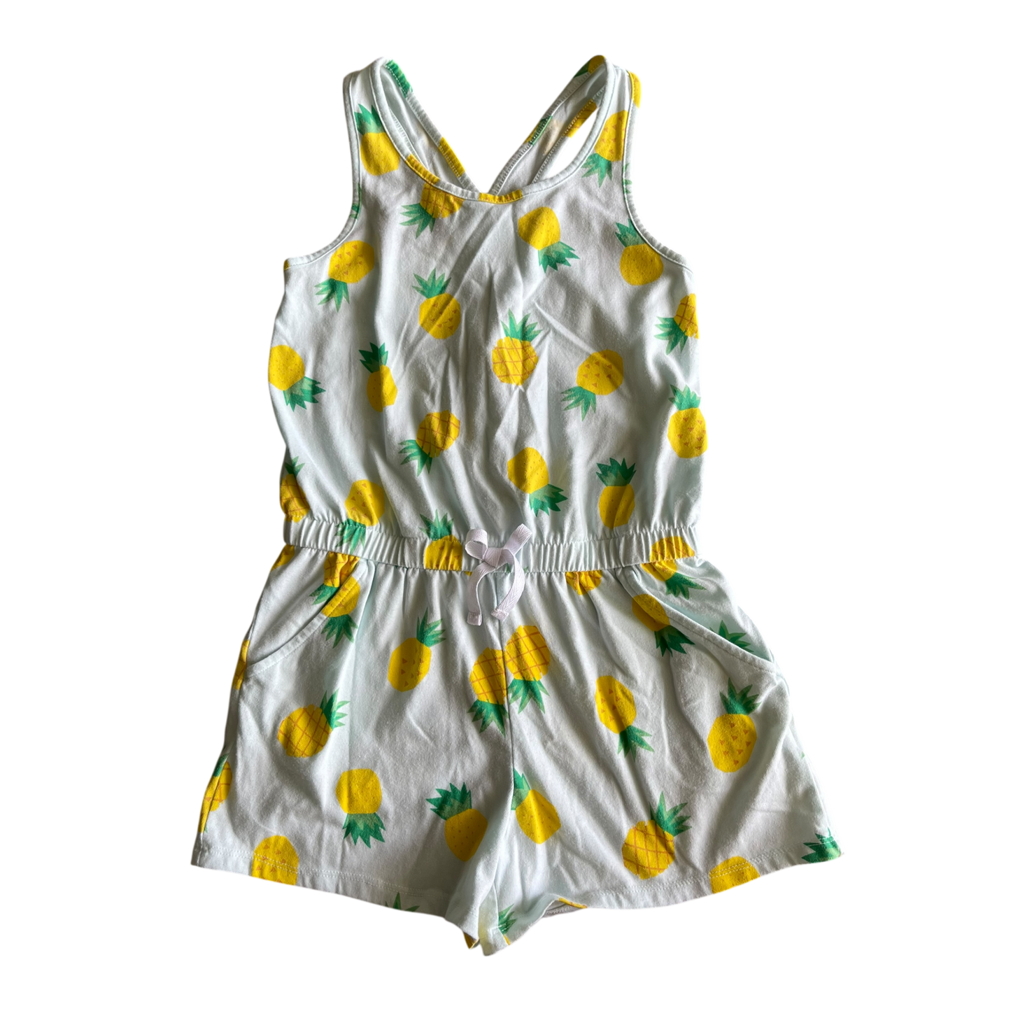 Girls cat and jack blue and lemon Romper size 8