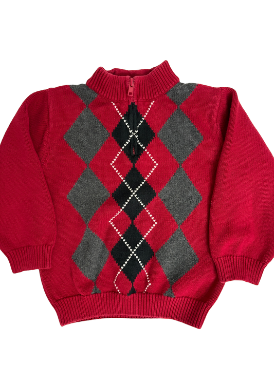 Argyle Zip Up Sweater